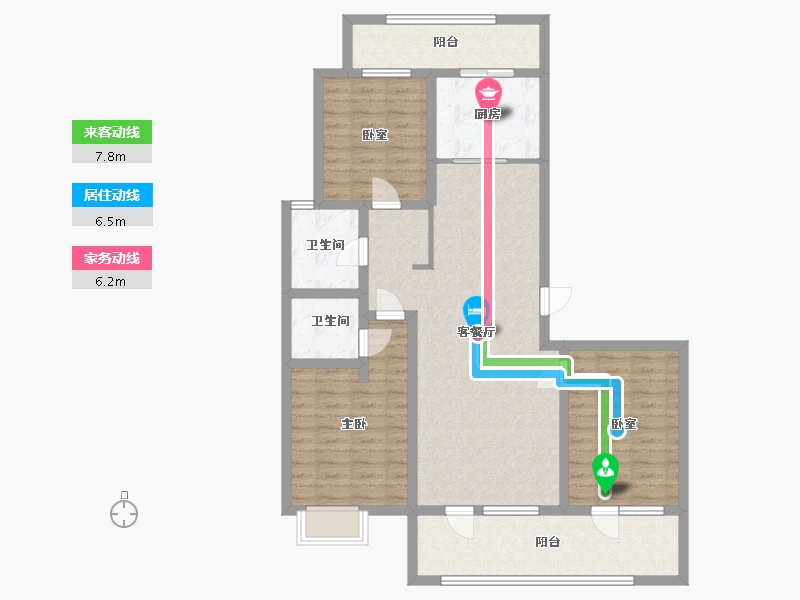 山东省-潍坊市-宝科·龙旺华庭-110.00-户型库-动静线