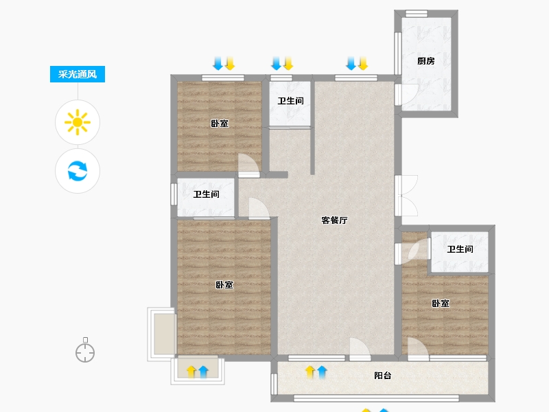 河北省-保定市-中山瑞府-111.00-户型库-采光通风