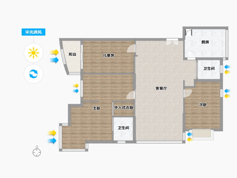 浙江省-杭州市-文泽和达城-135.60-户型库-采光通风