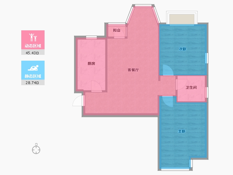 北京-北京市-珠江拉维小镇-72.00-户型库-动静分区