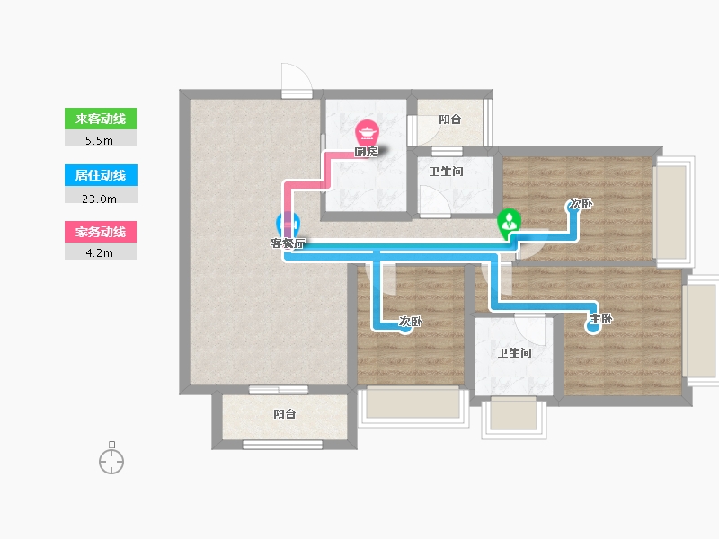 贵州省-贵阳市-1号码头朝阳兴苑-89.00-户型库-动静线