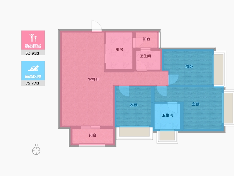 贵州省-贵阳市-1号码头朝阳兴苑-89.00-户型库-动静分区