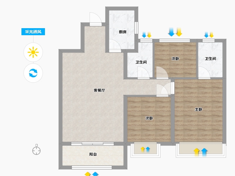 山东省-德州市-瑞华新都汇-83.00-户型库-采光通风