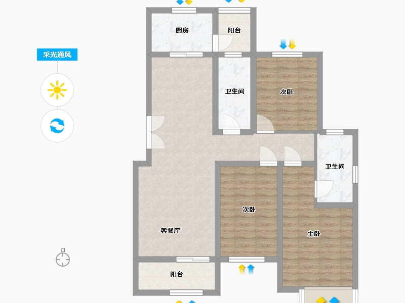 浙江省-湖州市-东湖金悦-99.23-户型库-采光通风