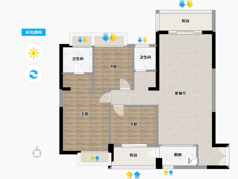 贵州省-贵阳市-未来方舟F4组团-107.00-户型库-采光通风