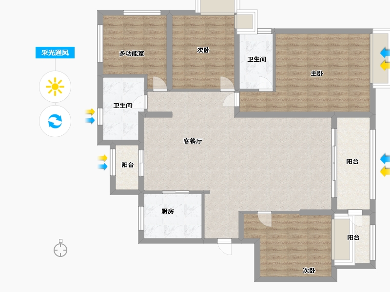 广东省-惠州市-半岛1号8期-119.00-户型库-采光通风