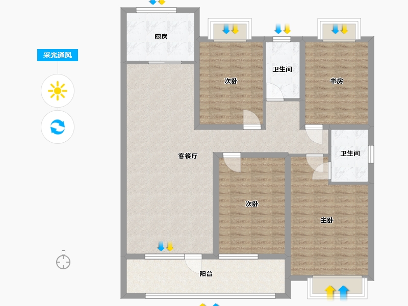 山东省-济宁市-惠民瑞马世家-121.00-户型库-采光通风