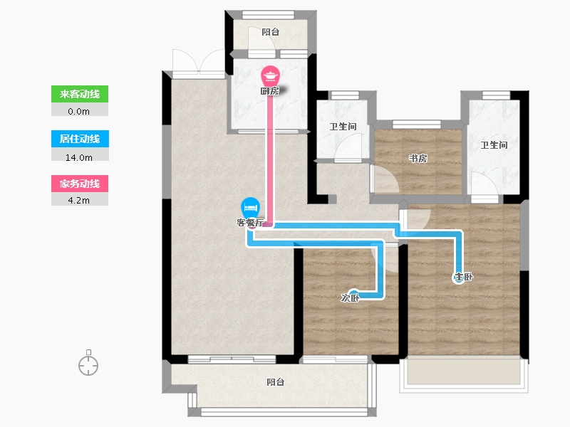 山西省-运城市-吾悦广场6号楼顶楼-76.00-户型库-动静线