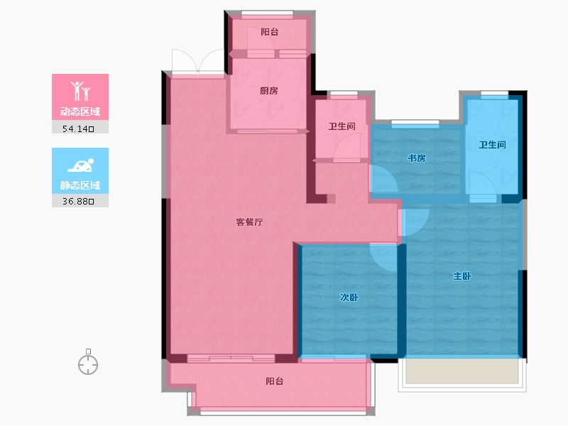 山西省-运城市-吾悦广场6号楼顶楼-76.00-户型库-动静分区