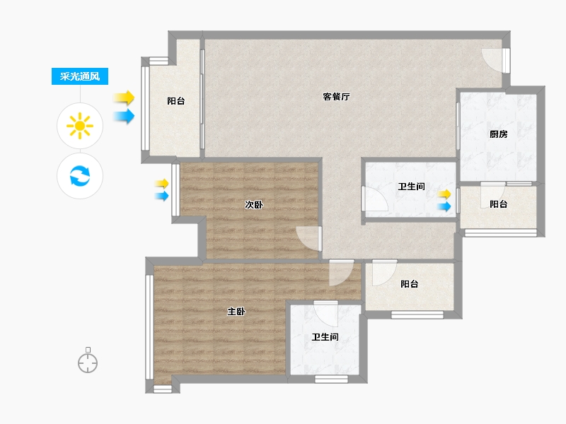 重庆-重庆市-湖山-79.59-户型库-采光通风