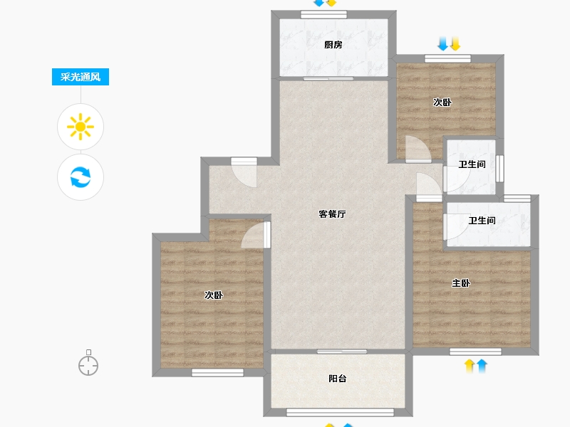 河北省-邯郸市-恒基绿城-95.00-户型库-采光通风