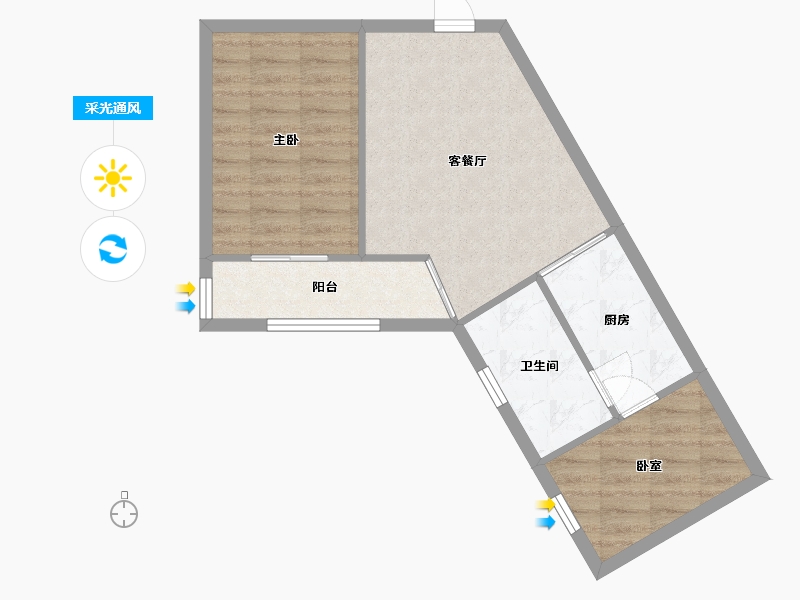 上海-上海市-逸翠公馆-52.30-户型库-采光通风