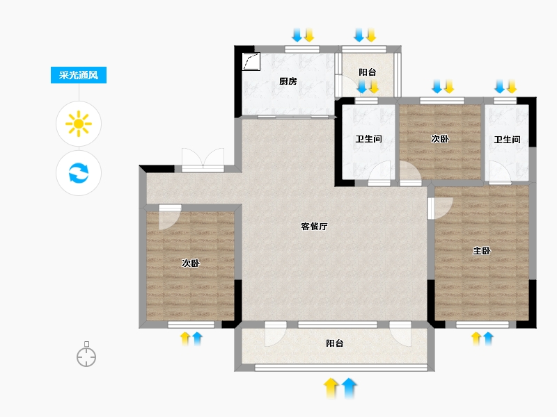 辽宁省-锦州市-碧桂园·锦绣西湖-120.00-户型库-采光通风