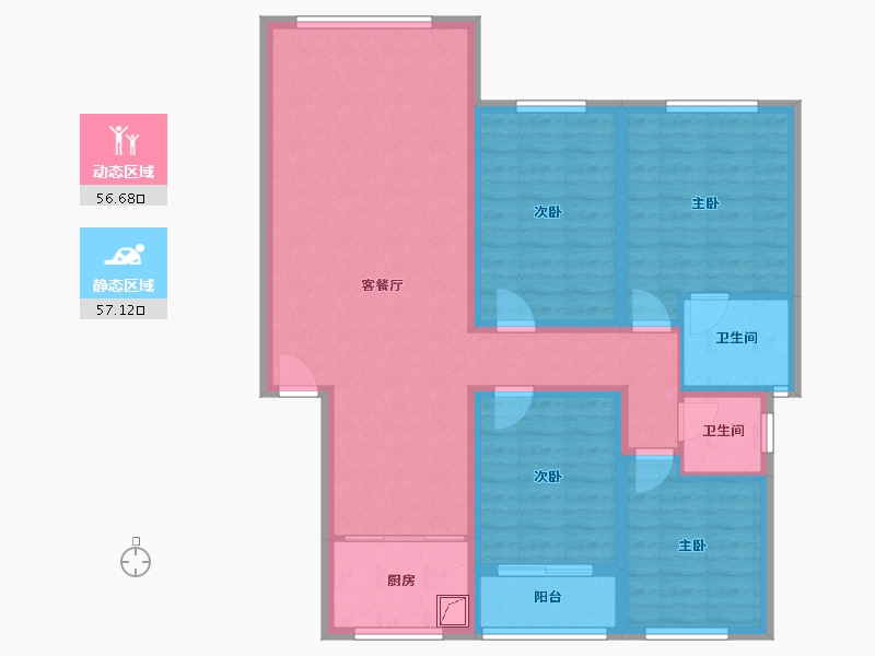 河北省-邯郸市-恒基绿城小区-105.00-户型库-动静分区