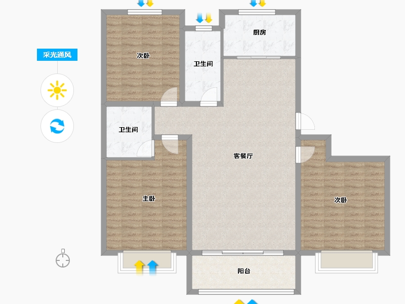 河北省-衡水市-凤凰城三期-119.47-户型库-采光通风