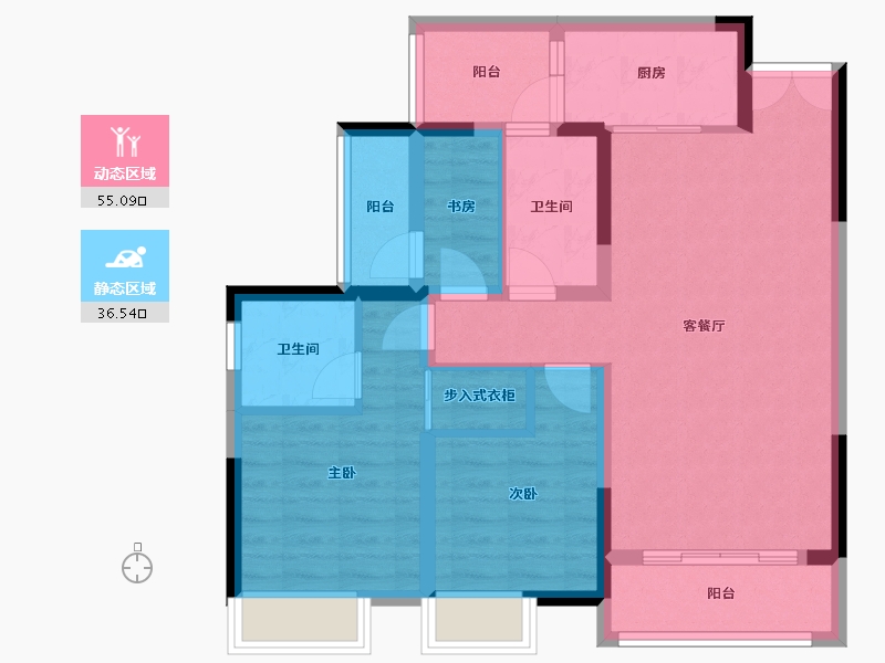 重庆-重庆市-海成·御景江山-89.32-户型库-动静分区