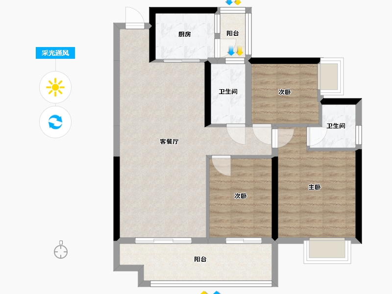 广西壮族自治区-南宁市-雅苑-98.00-户型库-采光通风