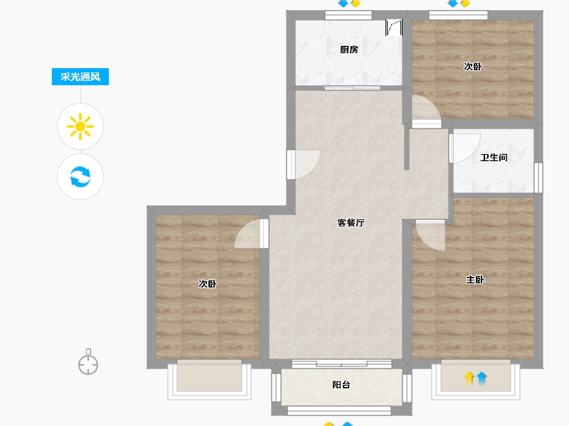 河北省-唐山市-恒旺铭筑-82.00-户型库-采光通风