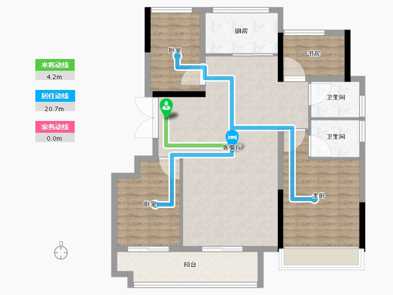 安徽省-宿州市-壹中·状元府-105.60-户型库-动静线