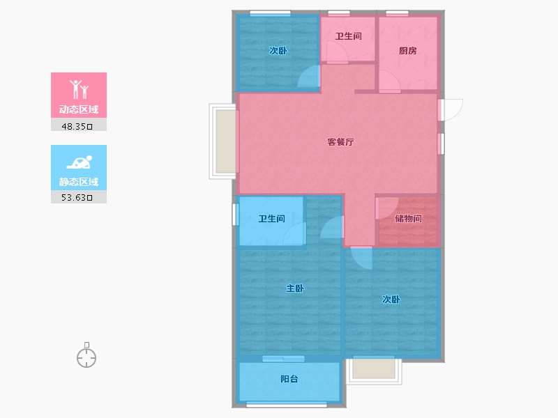 浙江省-宁波市-尚景苑-93.00-户型库-动静分区