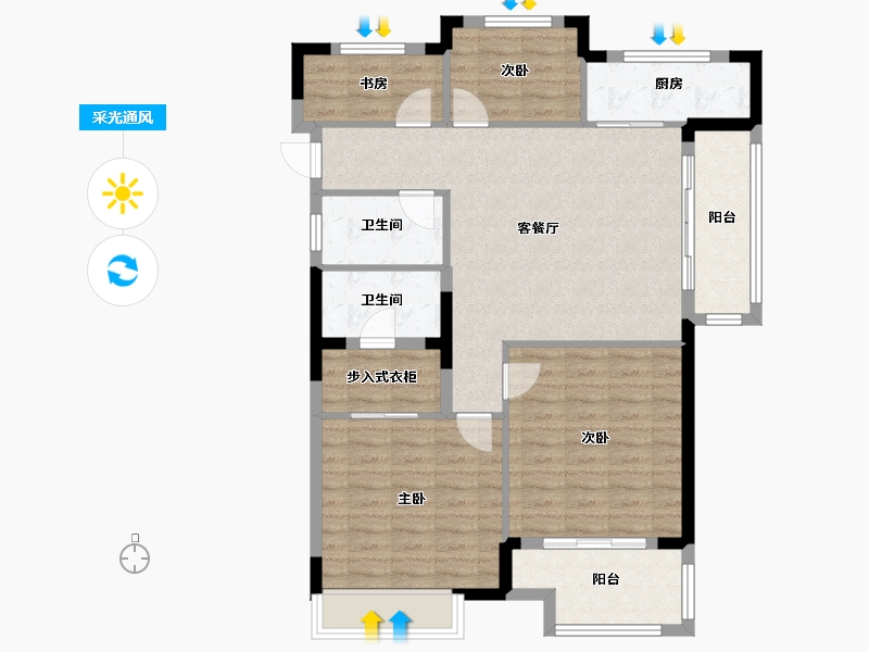 浙江省-金华市-横店桂语江南小区-100.00-户型库-采光通风