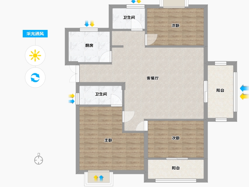 湖北省-黄冈市-鑫龙欣海中央公馆-98.00-户型库-采光通风