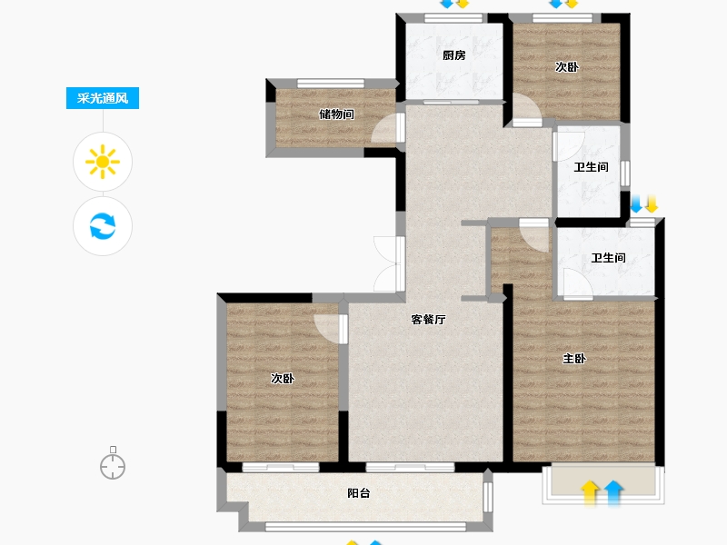 河南省-安阳市-建业桂园东府-102.00-户型库-采光通风