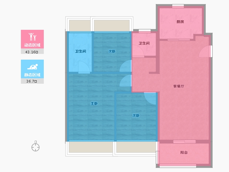 上海-上海市-建发熙和府-76.89-户型库-动静分区