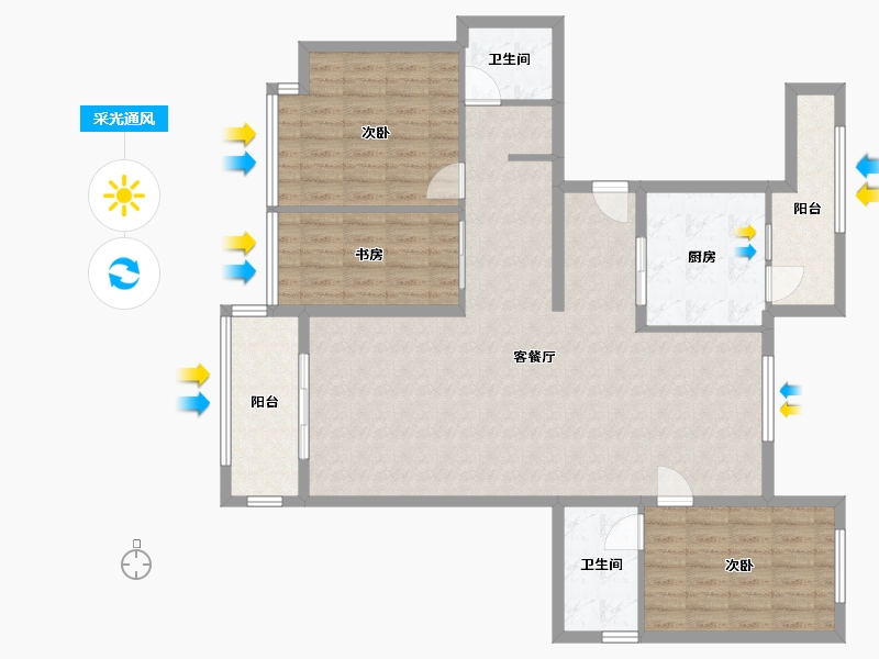 四川省-达州市-蓝光芙蓉风华-118.00-户型库-采光通风