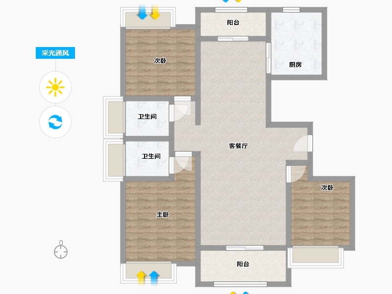 江西省-吉安市-阳明天辰-105.00-户型库-采光通风