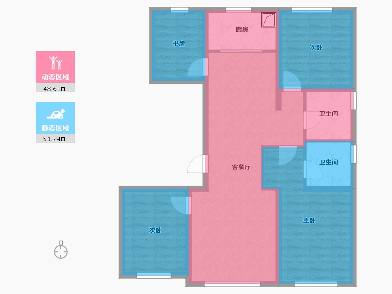 内蒙古自治区-呼和浩特市-慧谷明庭-93.00-户型库-动静分区