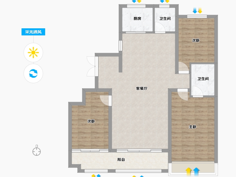 山东省-潍坊市-风华尚品-133.00-户型库-采光通风