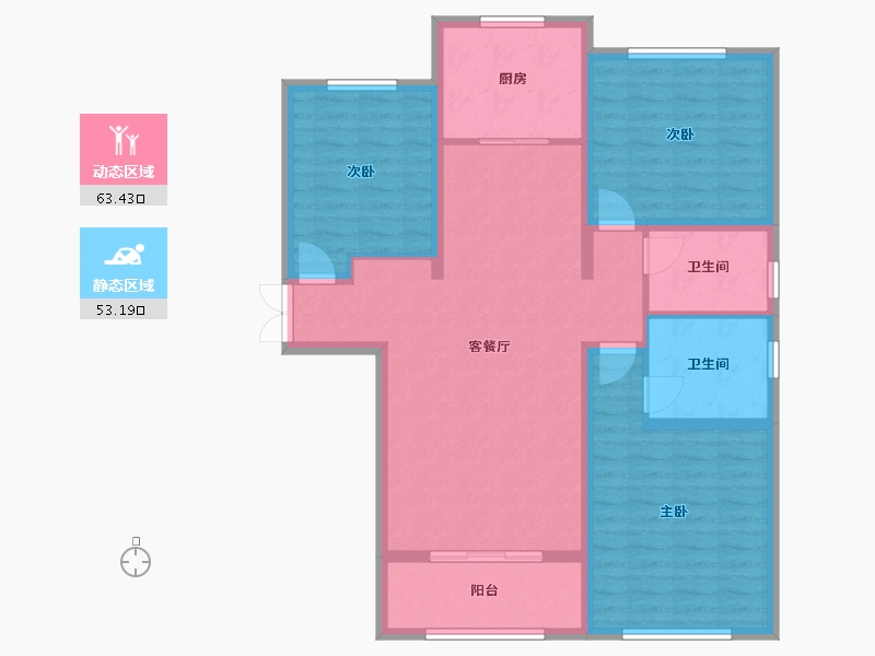 山东省-枣庄市-祥云·奥体华府-104.82-户型库-动静分区