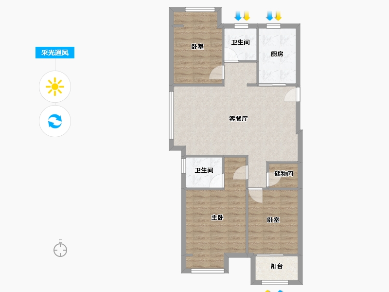 江苏省-苏州市-望熙雅苑-104.00-户型库-采光通风