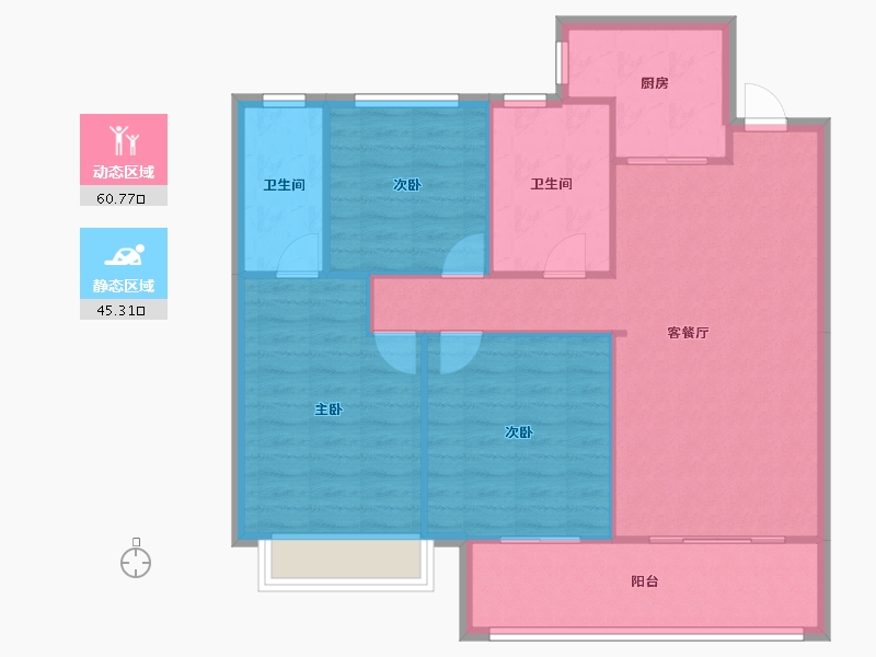 安徽省-蚌埠市-荣盛兰凌御府-A区-99.00-户型库-动静分区