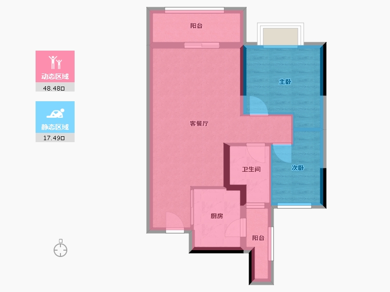 浙江省-金华市-福田金茂府-60.00-户型库-动静分区