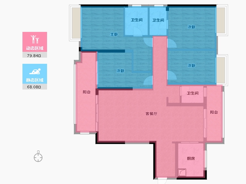 湖南省-郴州市-美的仁大铂悦府-140.35-户型库-动静分区