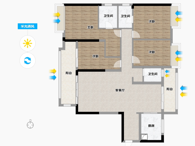 湖南省-郴州市-美的仁大铂悦府-140.35-户型库-采光通风