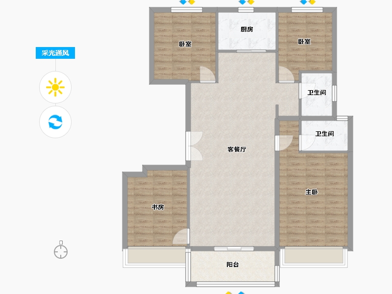 河南省-郑州市-郑州市碧桂园-120.00-户型库-采光通风