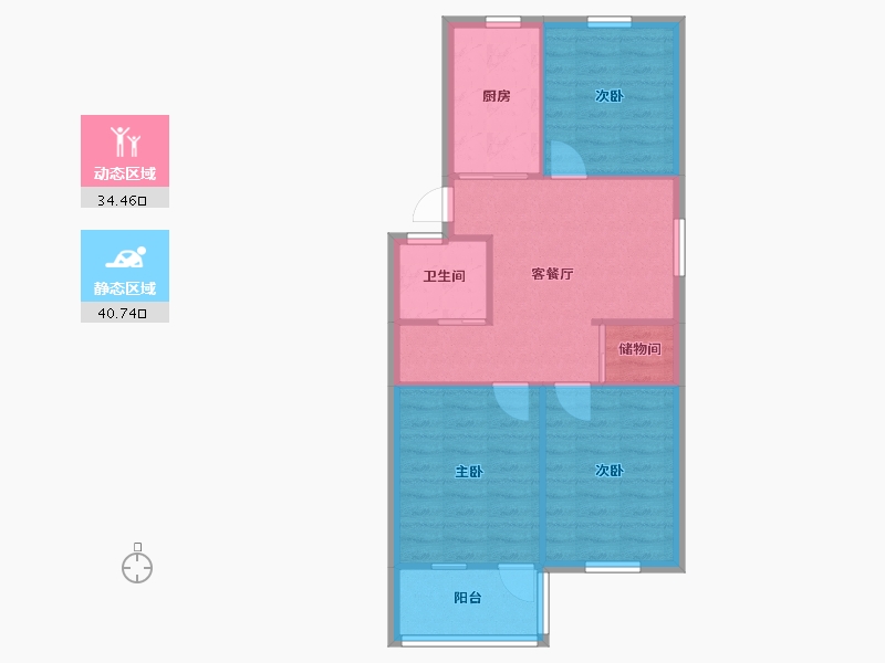 江苏省-南京市-板仓街49号小区-72.12-户型库-动静分区