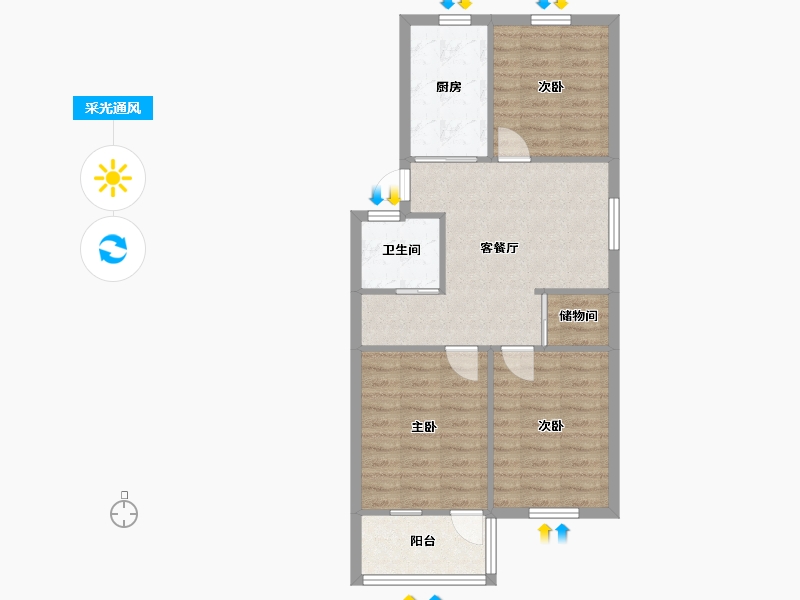 江苏省-南京市-板仓街49号小区-72.12-户型库-采光通风