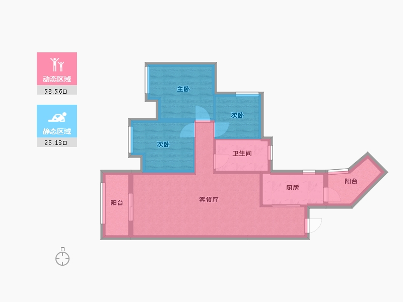 重庆-重庆市-洺悦城公园里四期-68.15-户型库-动静分区