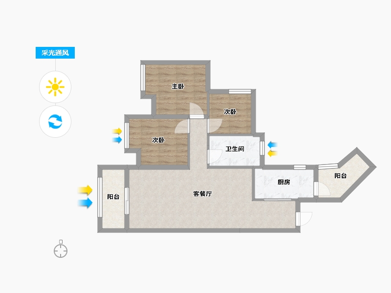 重庆-重庆市-洺悦城公园里四期-68.15-户型库-采光通风