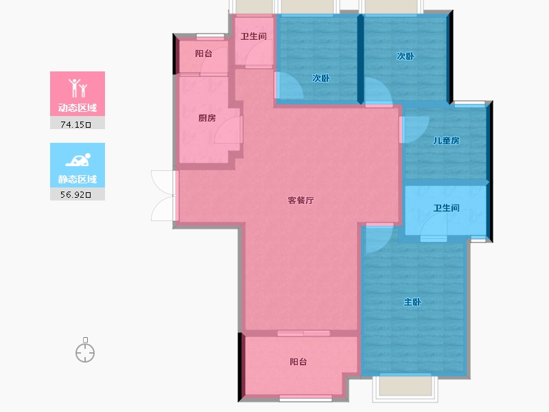 湖北省-宜昌市-宜昌中心紫宸府-117.60-户型库-动静分区