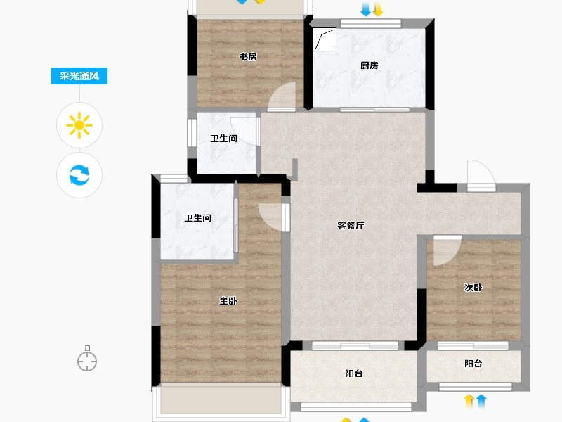 上海-上海市-中国铁建花语天境-76.80-户型库-采光通风