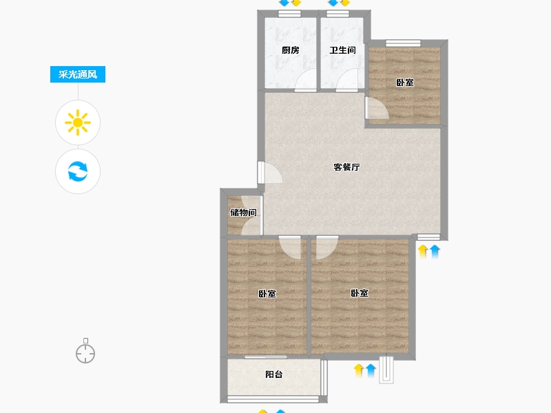 江苏省-南京市-仙居雅苑-76.96-户型库-采光通风