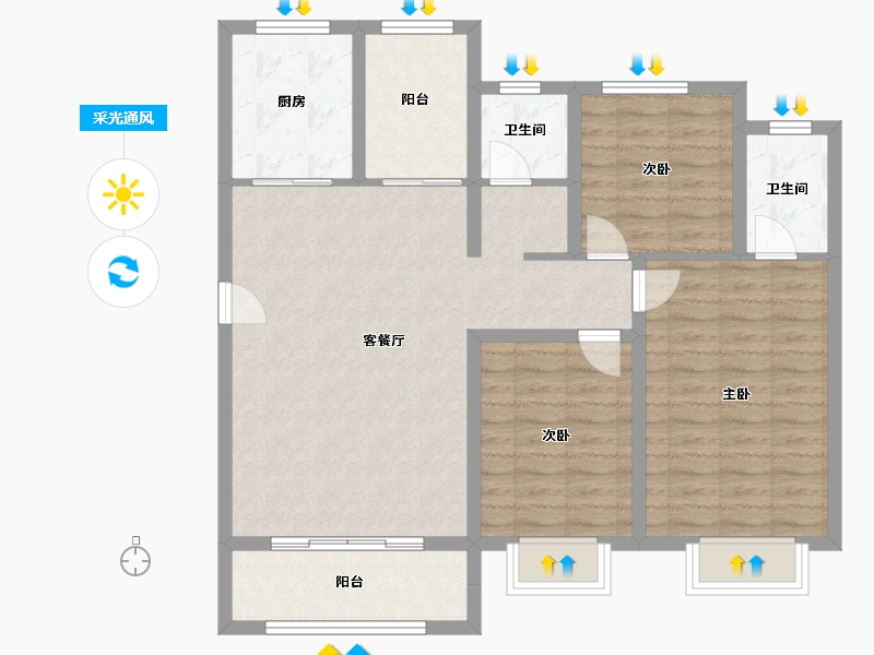 山西省-临汾市-功名·理想城-97.40-户型库-采光通风