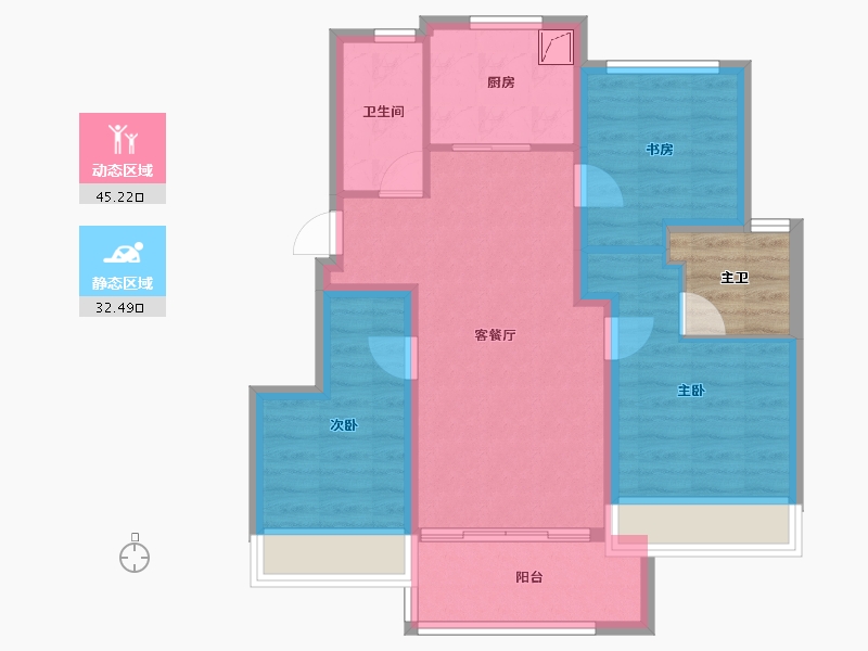 上海-上海市-天安象屿·西江悦-72.53-户型库-动静分区