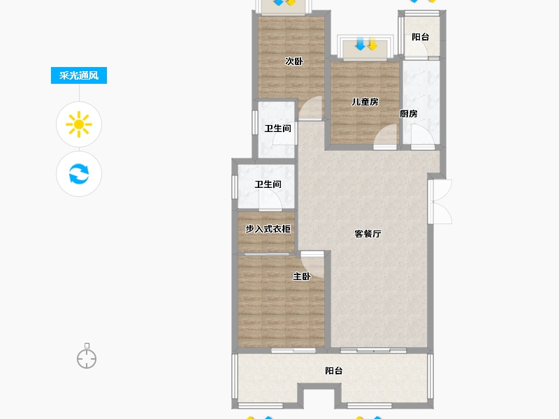 湖北省-宜昌市-宜昌中心紫宸府-109.60-户型库-采光通风