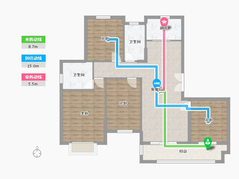 浙江省-宁波市-三里风荷-106.50-户型库-动静线